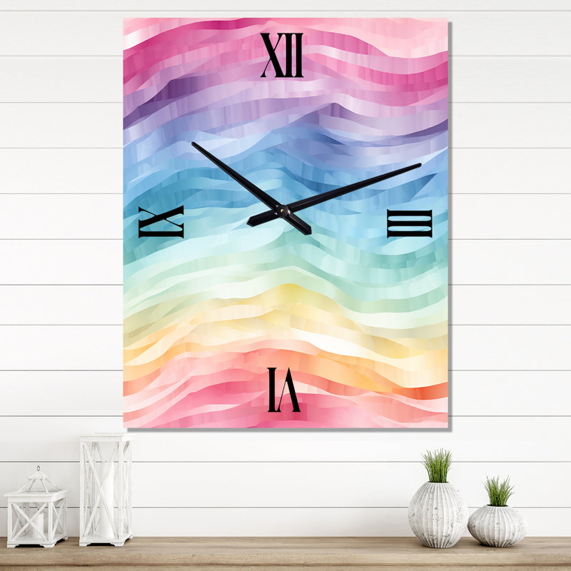 Horloge murale moderne surdimensionnée à rayures multicolores, Petit