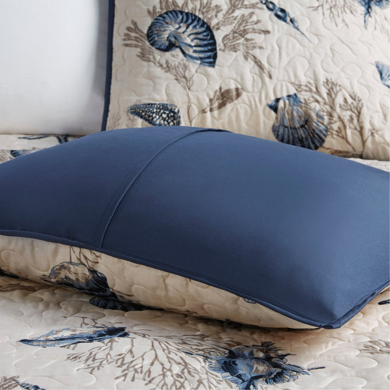 Ensemble de courtepointe en microfibre brossée avec coussins Blue King, King Quilt + 5 Additional Pieces