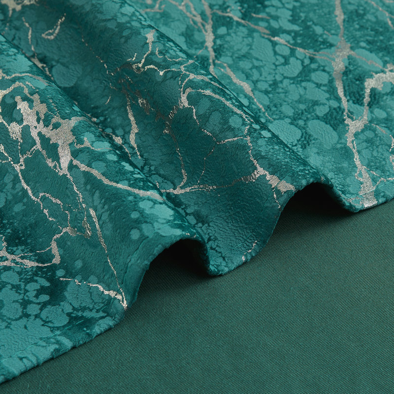 Deavion Velvet Curtains Metal Grommets Room Darkening with Gold Foil Print 2 Panel Set, 40" W x 90" L, Teal