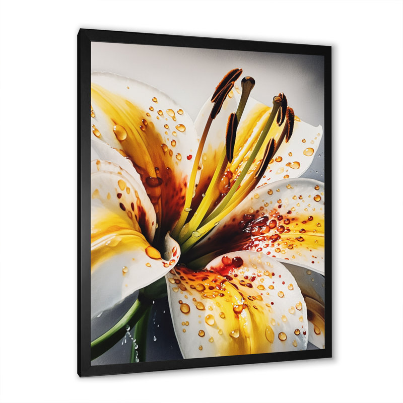 Lys jaune sérénade sur toile, Cadre photo noir, H 20 po x l 12 po x P 1 po