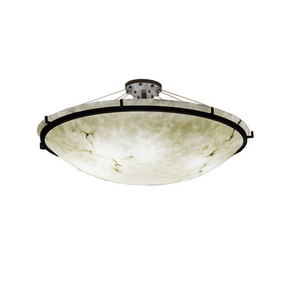 Alabaster Rocks Shaved Alabaster Rocks Cast Into Resin Semi Flush Mount