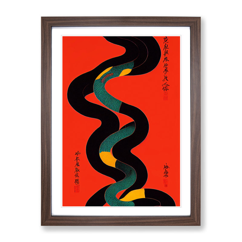 Painted Snake No.1 Abstract - Wall Art, 64cm H x 46cm W x 2cm D, Walnut