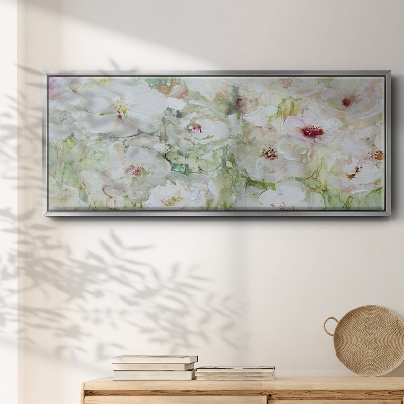 Jardin Blanc- Framed Canvas, 8" H x 20" W
