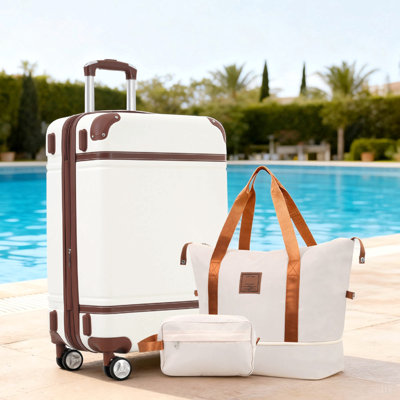 Ensembles de valises avec sacs Hardshell Valise légère à roulettes doubles avec verrou TSA