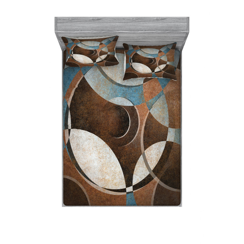 Microfiber Geometric Sheet Set, Queen Sheet Set with Fitted Sheet