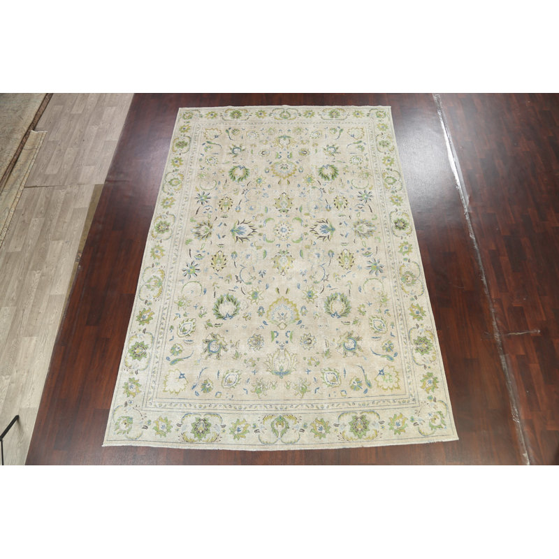 Tapis floral persan Tabriz à motif floral noué à la main 8 x 12