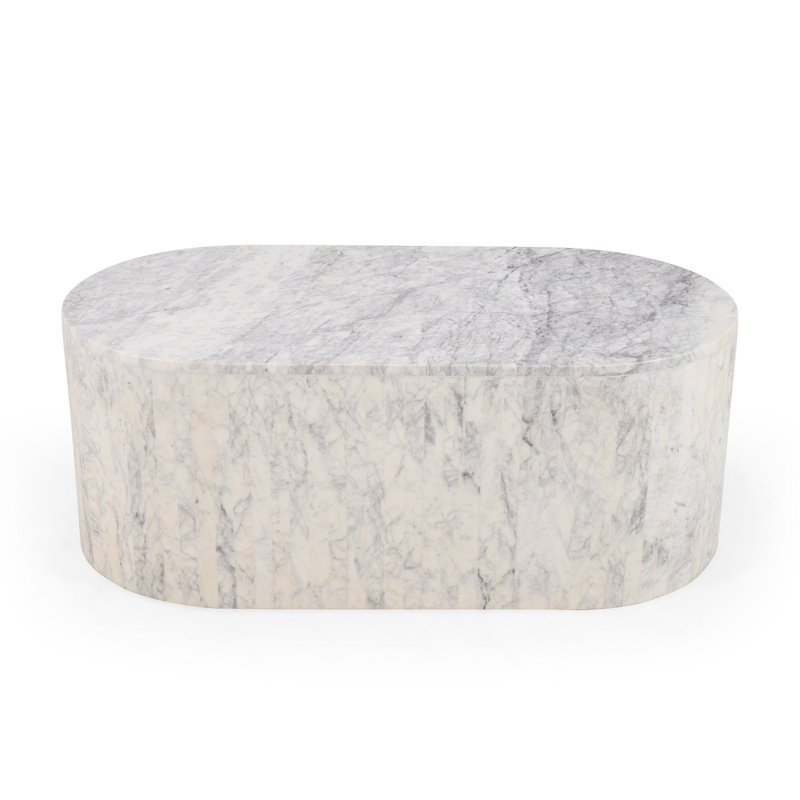 Marble Coffee Table, White, 18" H x 48" L x 24" W