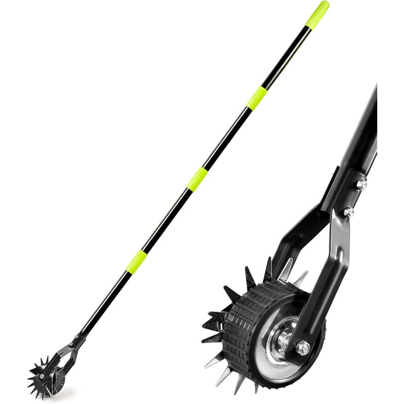 Tondeuse à roue rotative avec poignée réglable en acier inoxydable, coupe-bordures manuelle pour trottoirs, allées et aménagement paysager