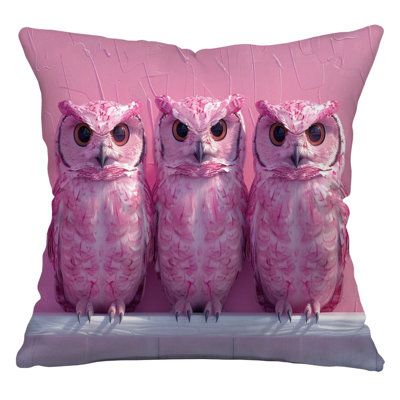 Pink owls Throw Pillow, Wildlife  Pillows