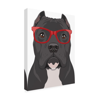 Art sur toile «Pitbull portant des lunettes de hipster 2» de Furbaby Affiliates