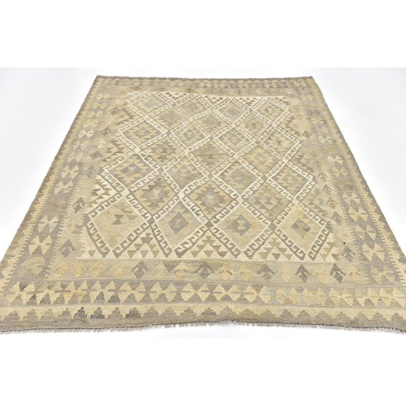 Tapis de zone en laine noué la 5 pi 3 po x 6 pi 9 po one-of-kind Lorain