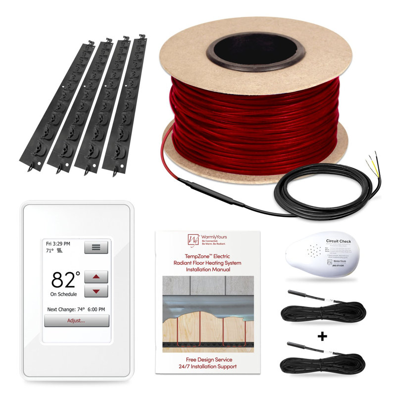 Ensemble de câbles TempZone 30 pi (10 pieds carrés à espacement de 4 po) avec thermostat programmable nSpire Touch (blanc), 120 V, 3,7 pi, 1,08 A
