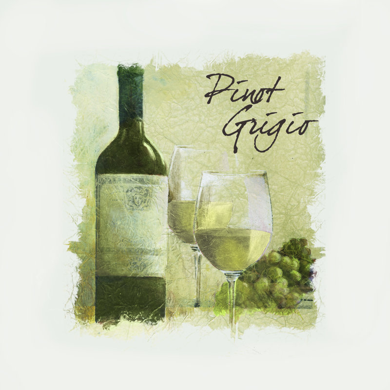 White Wine With Grapes - Wrapped Canvas Painting, 91cm H x 91cm W x 3.8cm D