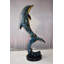 Statue en bronze coloré dauphin sautant les vagues Horfield, taille: 15 po x 10 po x H 31 po