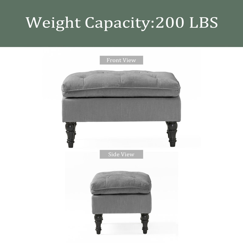 PILLOW TOP OTTOMAN, Gray