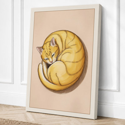 Curled Cat Rest Minimalist 1 Piece Wrapped Canvas Wall Art