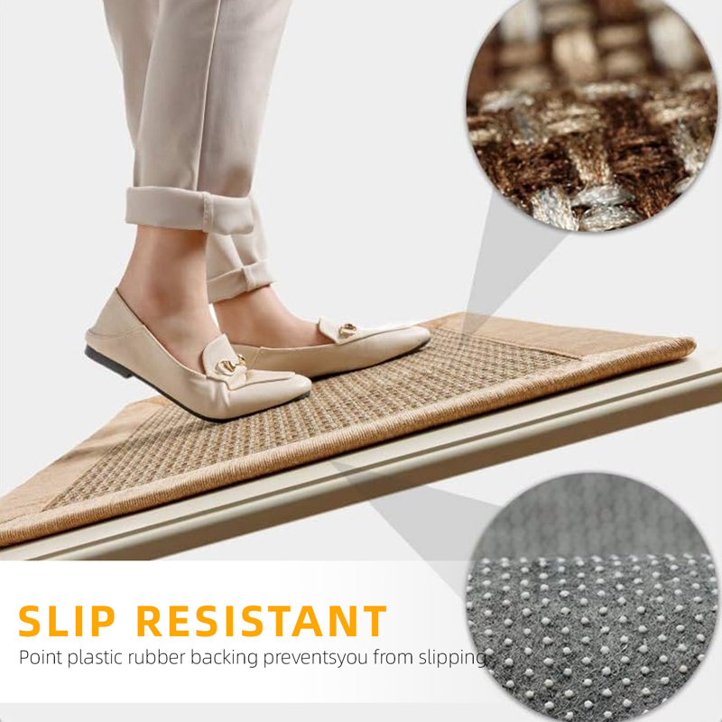 Drayah Polyester Water Resistant Non-Skid Kitchen Mat, Brown