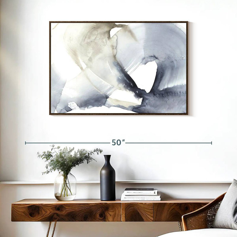 Wave Break II, 37 po x 25 po, Cadre flottant noyer