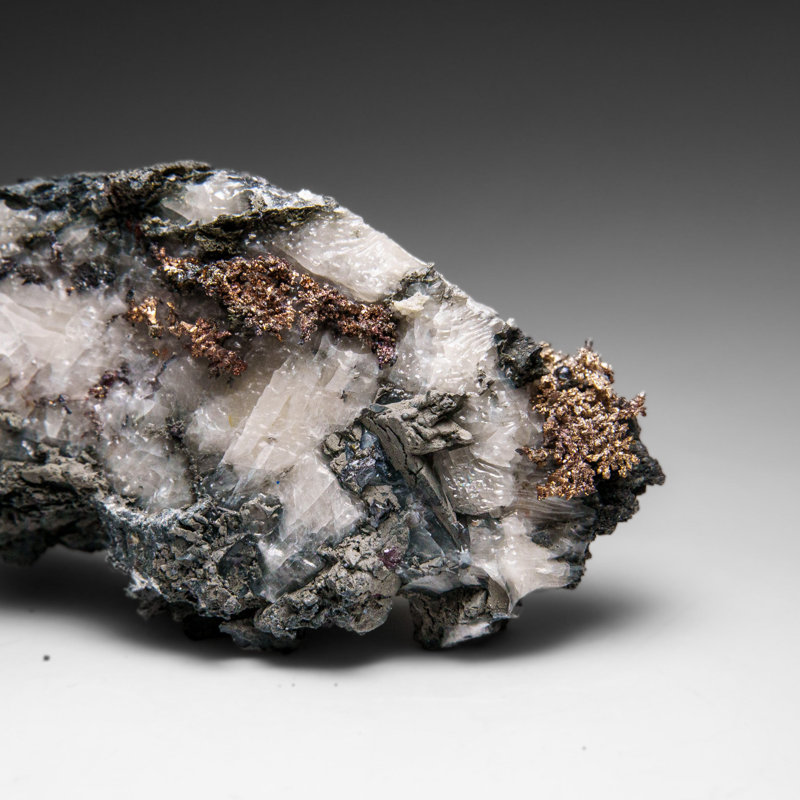 Silver On Calcite Crystal Cluster  Matrix From Bouismas Mine, Zagora, Morocco