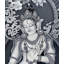 Tara blanc debout représenté en noir et blanc dans un style Nevari Thangka (Brocadeless Thangka)