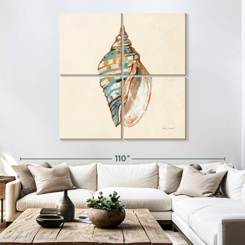 Aletra Coastal Teal Seashell III, 74" H x 74" W