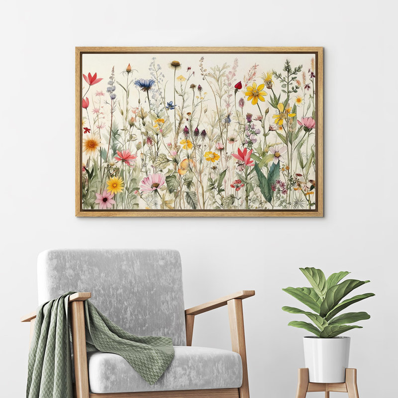«Wildflowers Prints Minimalist» sur, Encadré naturel, H 24 po x l 36 po