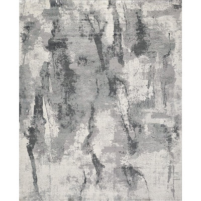 Hand-Knotted High-Quality Cream and Charcoal Area Rug