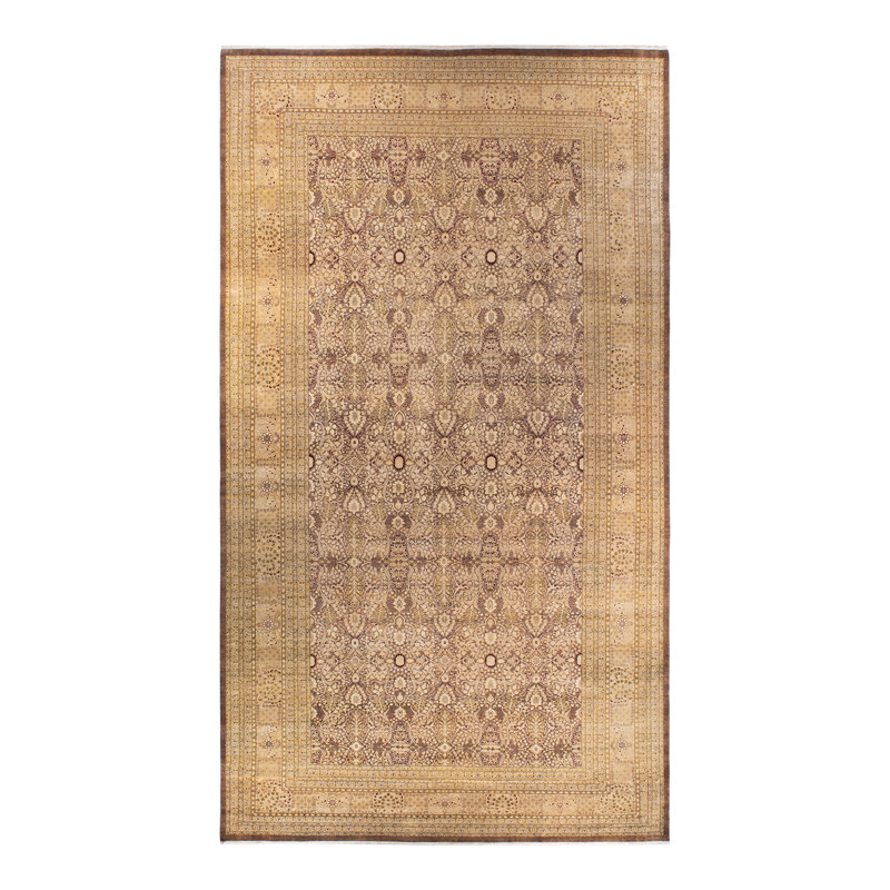 Tapis unique noué à la main Keenan - noyer, 10 pi 3 po x 19 pi 2 po