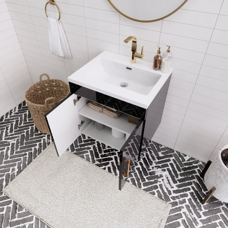Ensemble de meuble-lavabo simple 24 po Tojuana, Noir lustré