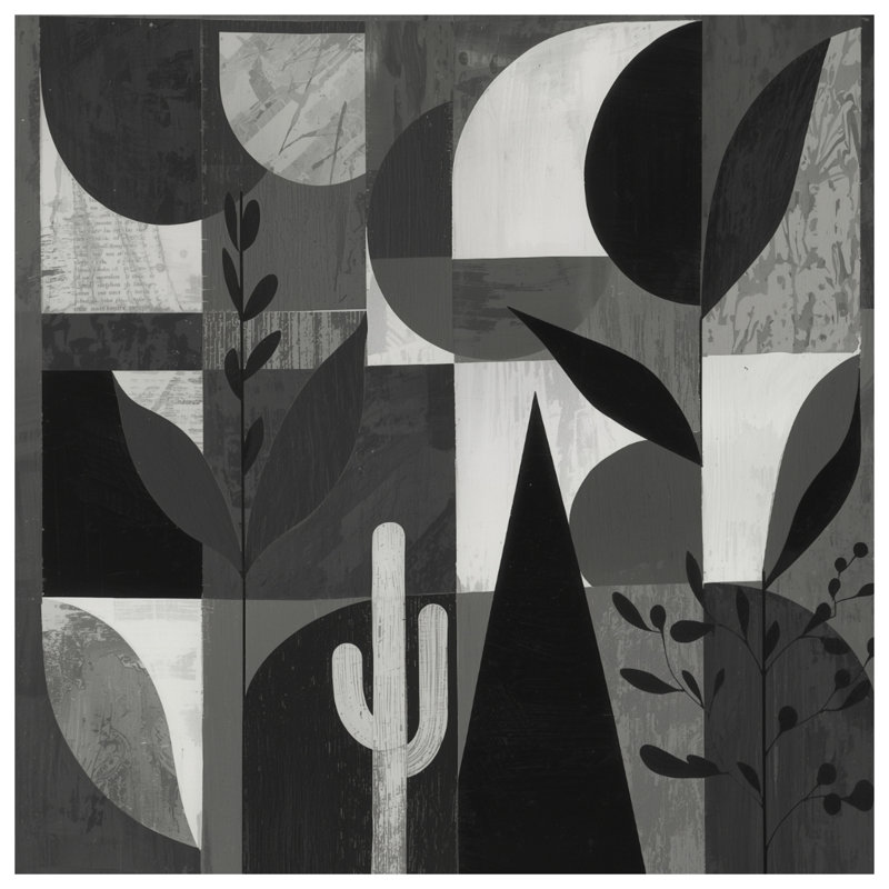 Rideaux de fenêtre monochromes à motif géométrique de feuilles de cactus, voilages et voilages à motif géométrique - 1 panneau