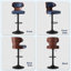 Tabouret de bar pivotant réglable de 24,5 à 33,5 po, structure en bois cintré avec similicuir et repose-pieds-1476293581
