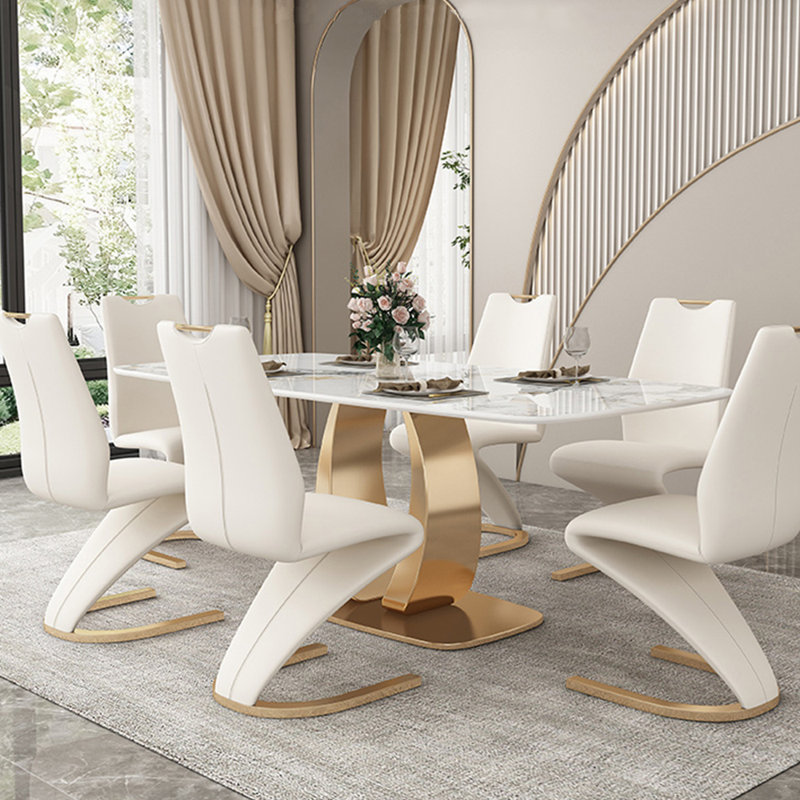 Modern simple luxury rectangular dining table sets, 29.5''H x 63''L x 35.4''W