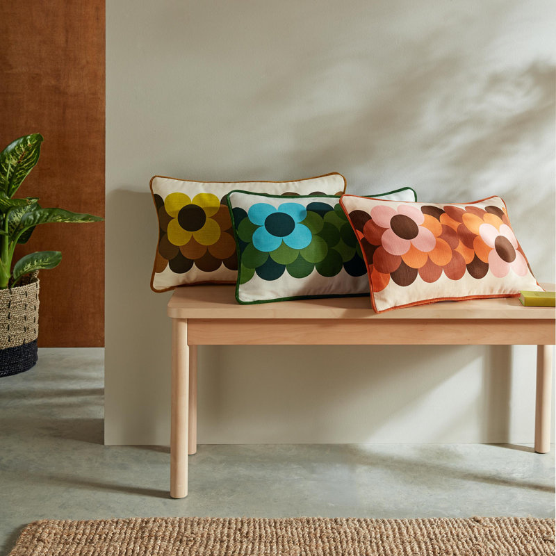 Retro Flower Stripe  Cushion, Riviera