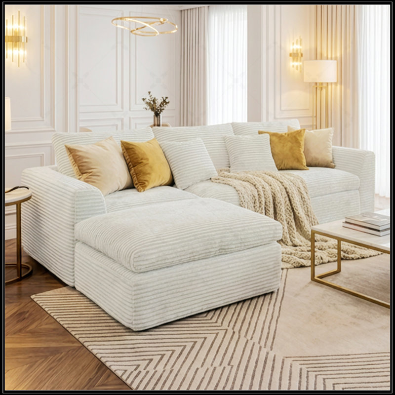 Canapé en éponge haute résilience avec coussins de nuage à double couche, configurations multiples, aucune installation requise