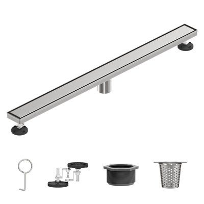 36 In. Shower Drain With 2-In-1 Tile Insert Panel With Square Pattern Drain Cover