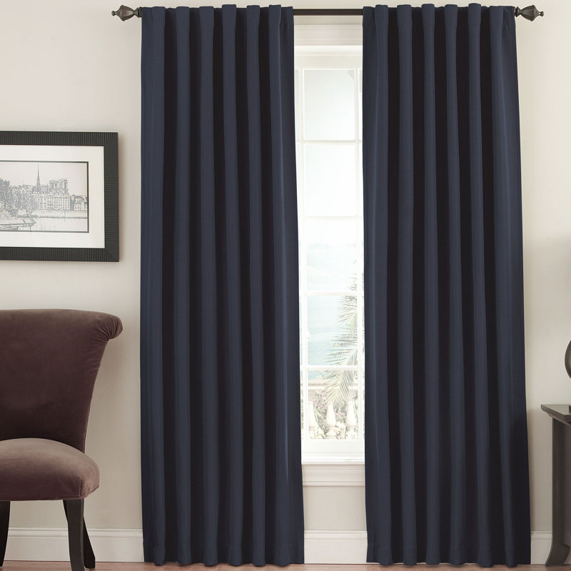Fresno Blackout Curtain Single Panel, Dark Blue