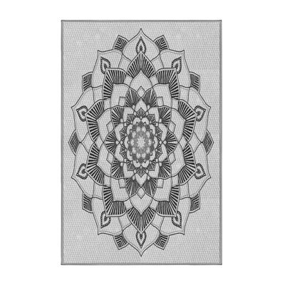 Tissé à la machine à la machine en laine et polyester gris/noir Tapis décoratif