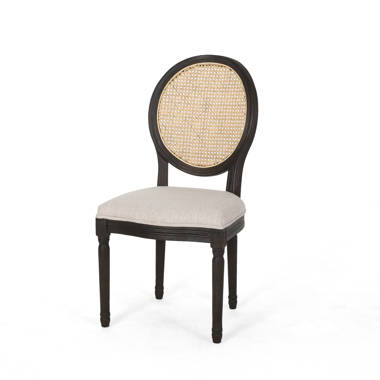 Oryana Tufted King Louis Back Side Chair in Cream/Dark Cocoa