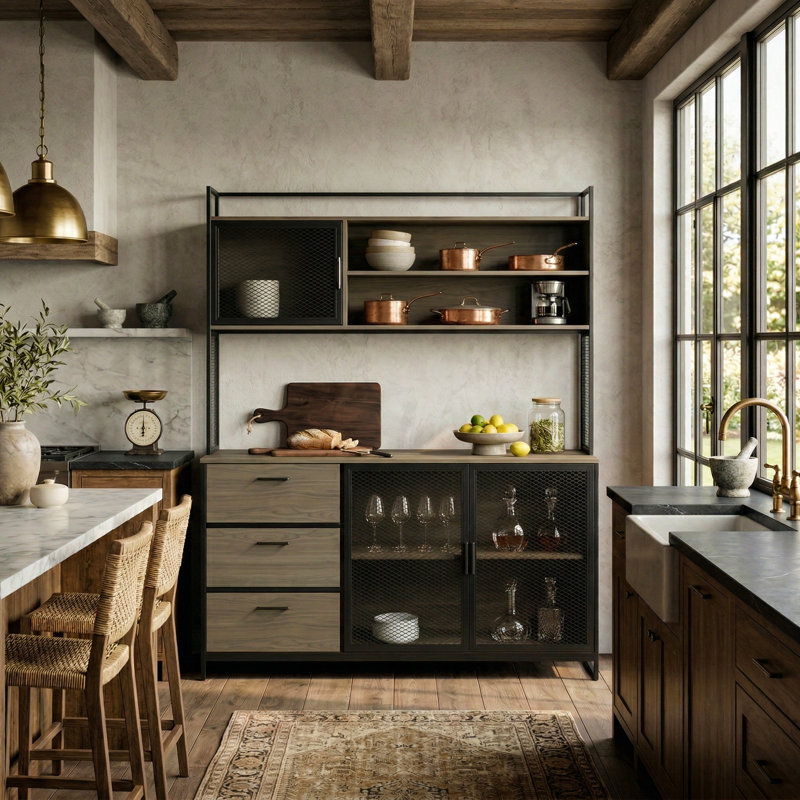 Garde-manger 68,5 po Zelpha, Light Brown/Black