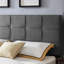 Tête de lit contemporaine très grand / très grand avec coutures gaufrées et bords passepoilés, hauteur réglable de 48,5 à 53 pouces, tête de lit en tissu gris anthracite-145917874