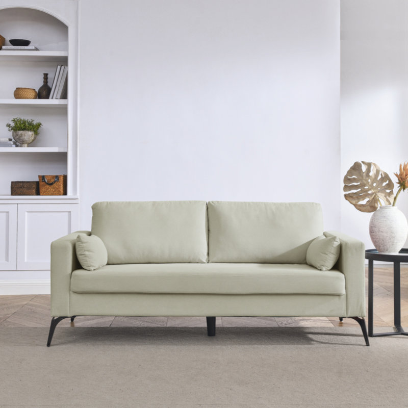 Jeconiah Upholstered 72.83'' Sofa, Beige Corduroy, 32.28" H x 72.83" W x 31.88" D