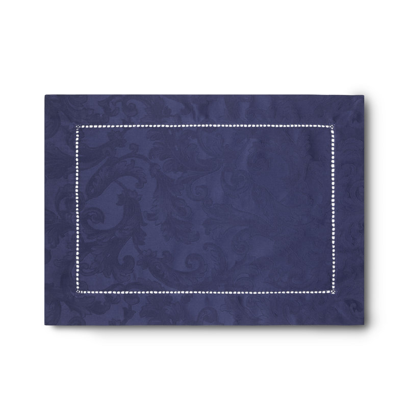 Acanthus Cotton Rectangle Placemats, Sapphire