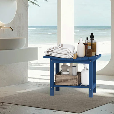 HDPE Shower Bench Stool for Inside Shower, Waterproof & Non-Slip Shower Seat with Storage Shelf, Perfect for Shaving Legs & Spa Bathrooms, Indoor/Outdoor Use