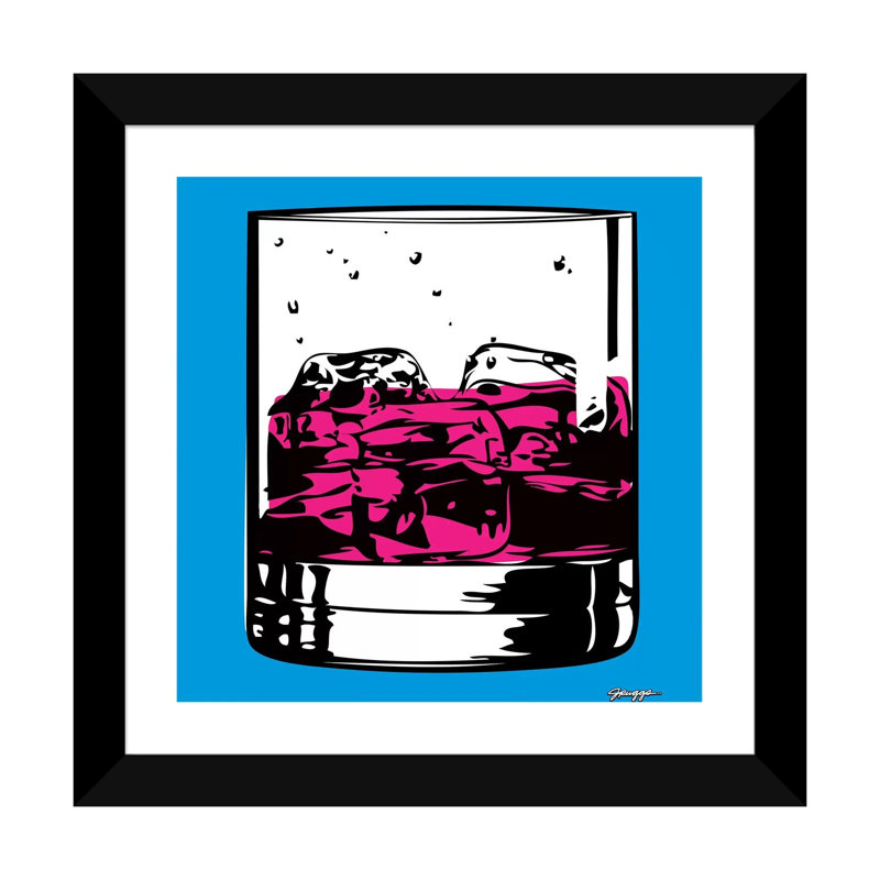 «Cocktail III» par Juggs - reproduction d'art, H 16 po x l 16 po x p 1 po, Papier encadré noir, Blanc
