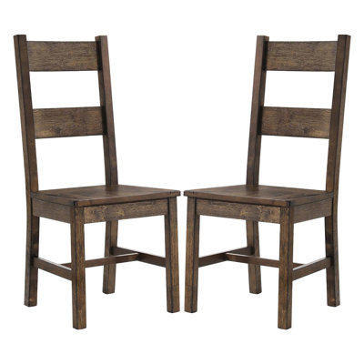 2pcs Rustic Golden Brown Back Dining Chairs - Interior, Brown, Rubberwood, 41.04" H X 18.5" W 20.83" D, 300 Lbs Weight Capacity  2  Style, Rustic, Limit