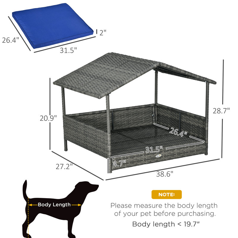 Niche pour chien d'extérieur avec auvent - confortable, coussin d'eau pour