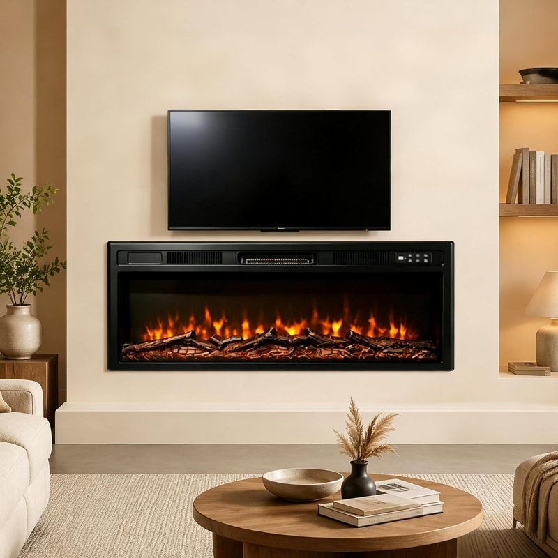 Rebrilliant Black Electric Fireplace Insert, 11.5D x 94.4W x 35.8H
