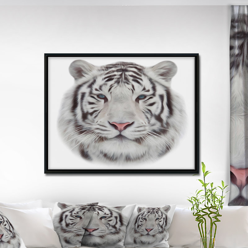 « white bengal tiger », peinture à l’animal, H 12 po x l 20 po x P 1 po, Toile avec cadre flottant