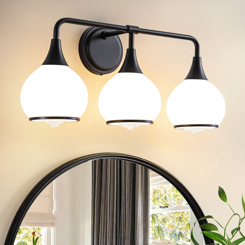 Lupe 3-Light Bathroom Dimmable Vanity Light, Black/White