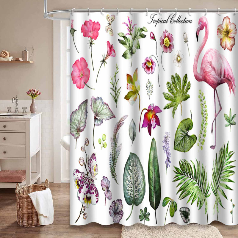 Plantes tropicales, feuilles, botanique, aquarelle blanche, nature, exotique, avec 12 crochets, L 72 po x l 78 po